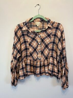 Waverly Plaid Button-Front Shirt - Rust, Navy & Cream